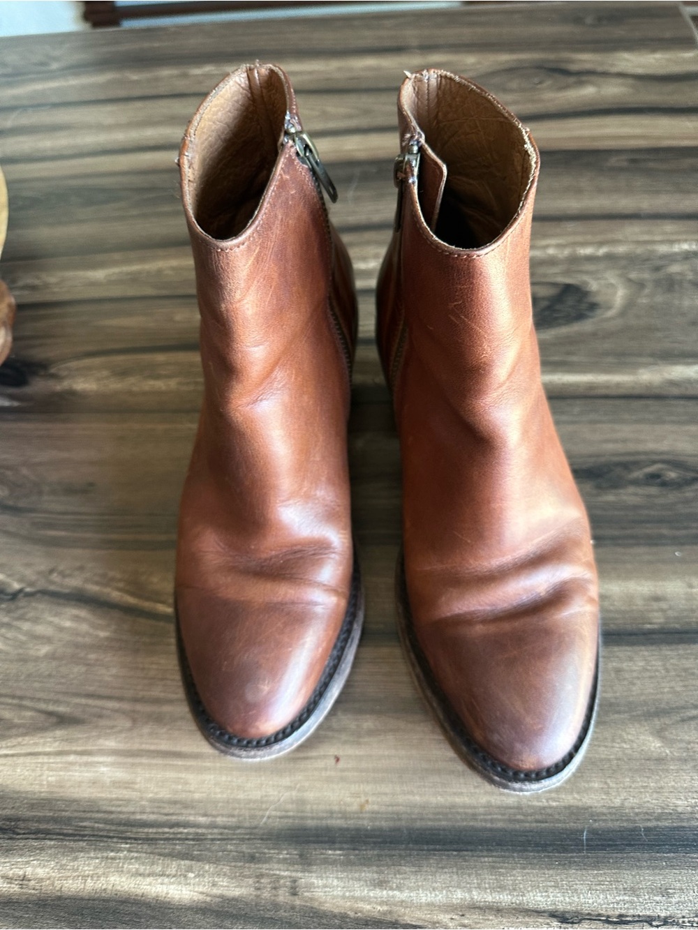 Frye Women's Brown Leather Ankle Booties with Side Zip